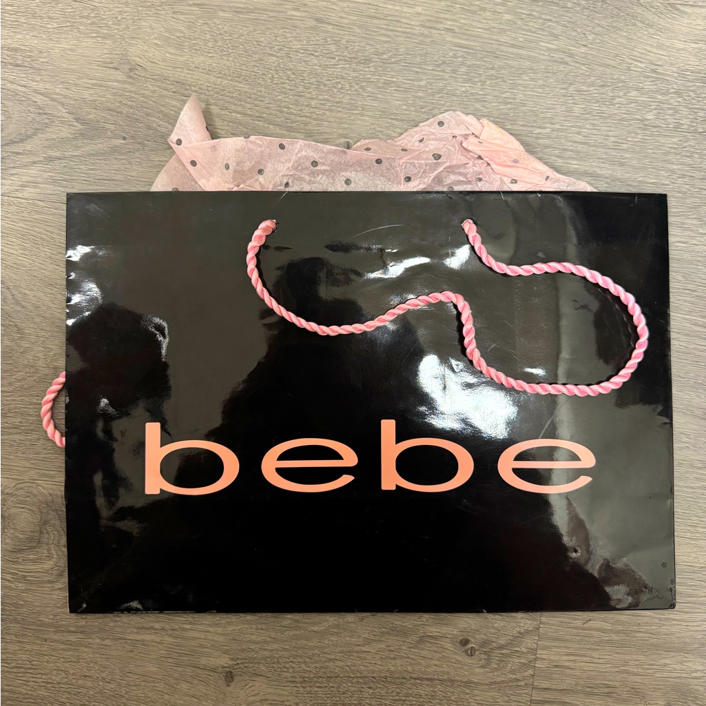 Bebe Medium 16 X 11 Paper Shopping Gift Bag W Tissue Paper  Rope Handle